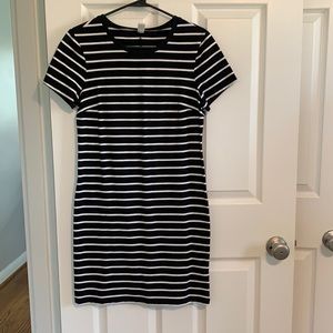 Black and white striped t-shirt dress
